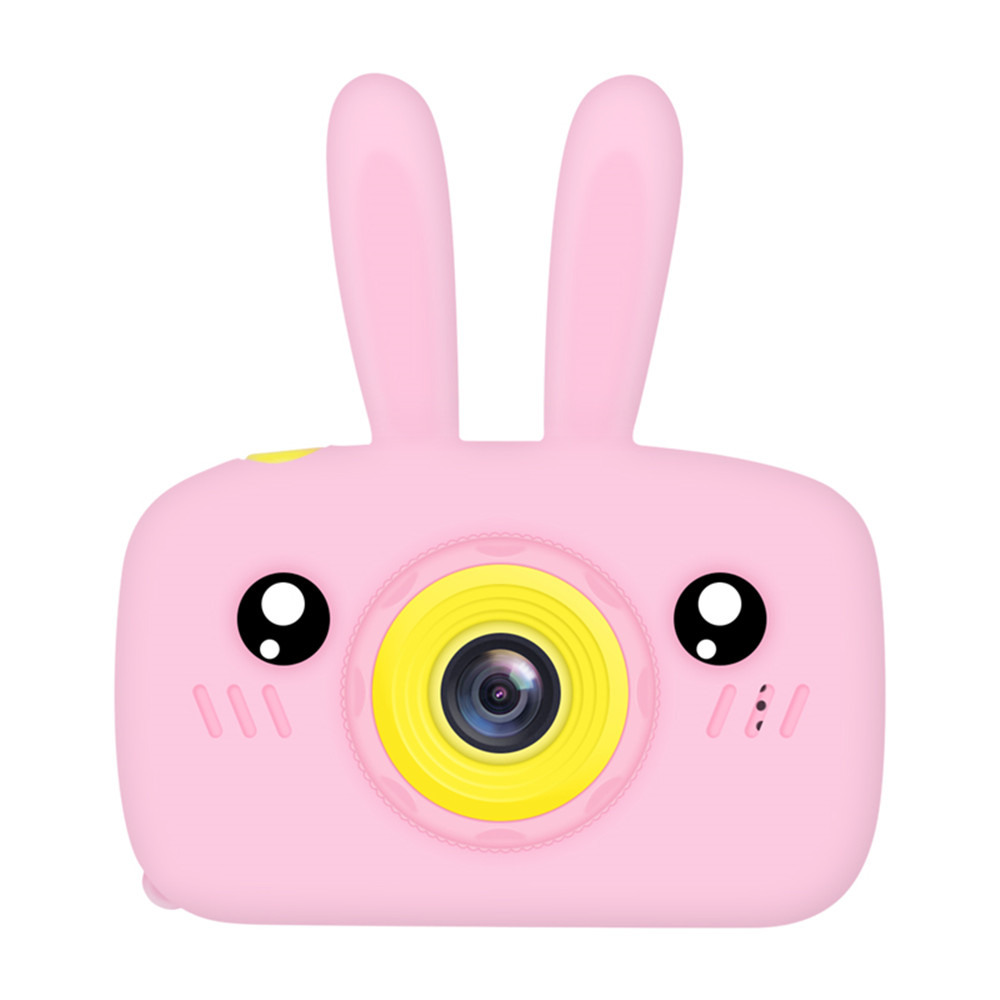 (Yellow) Digital Children Cameras Kids Rabbit Digital Camera Toy Bunny Appearance 1080P Full HD Cartoon Screen Xmas Gift