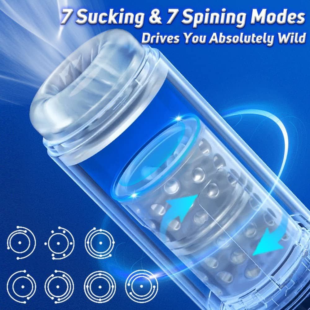 Pocket Pussy Masturbator Cup Automatic Sex Machine Stroker Adult Sex Toys 2 in 1 Vibrator for Men Penis Stimulation Enlargement Fully Waterproof with 7 Sucking Rotating Modes