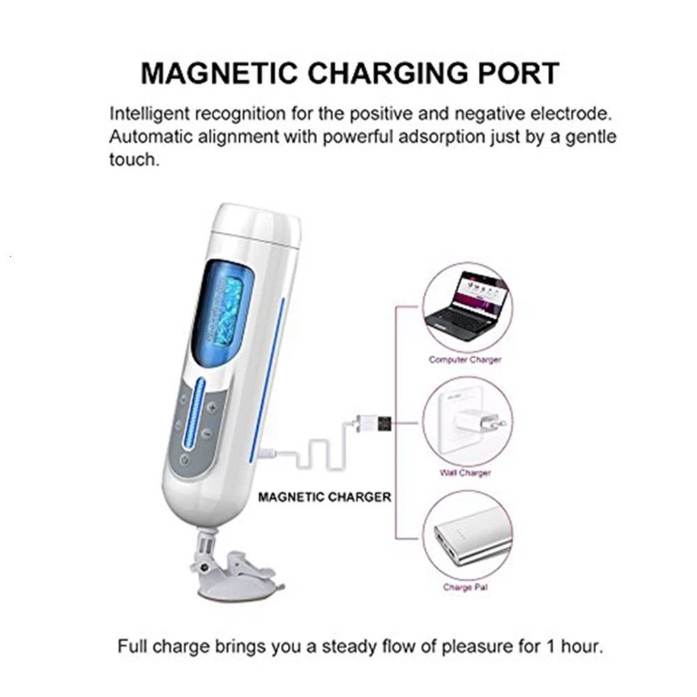 Automatic Sex Toys Men Vibrators Stimulator HandsFree Vagina Pussy Male Masturbators Stroker Male Sex Cup Thrusting G-Spot Machine with 4D Internal Structure 5 Speeds 10 Frequencies and Suction Base