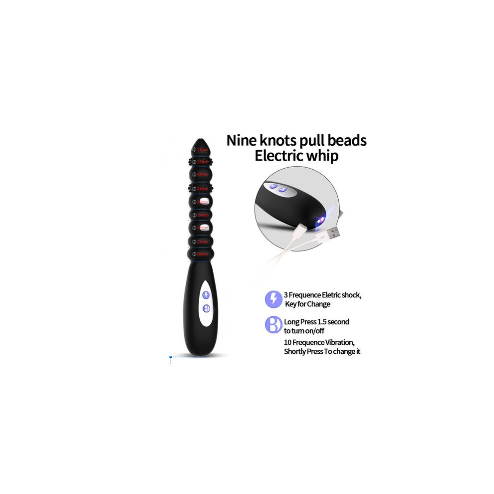 Sex Toy Vibrator G-Spot Prostate Stimulator Massager Anal Bead Butt Plug Masturbator for Women Men Women Couples with 10 Frequency Vibration and 3 Pulse Electric Shock Modes