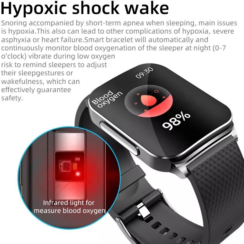 Non-invasive Blood Glucose Smartwatch 24H PTT ECG Heart Rate Blood Pressure Temperature Smart Watch