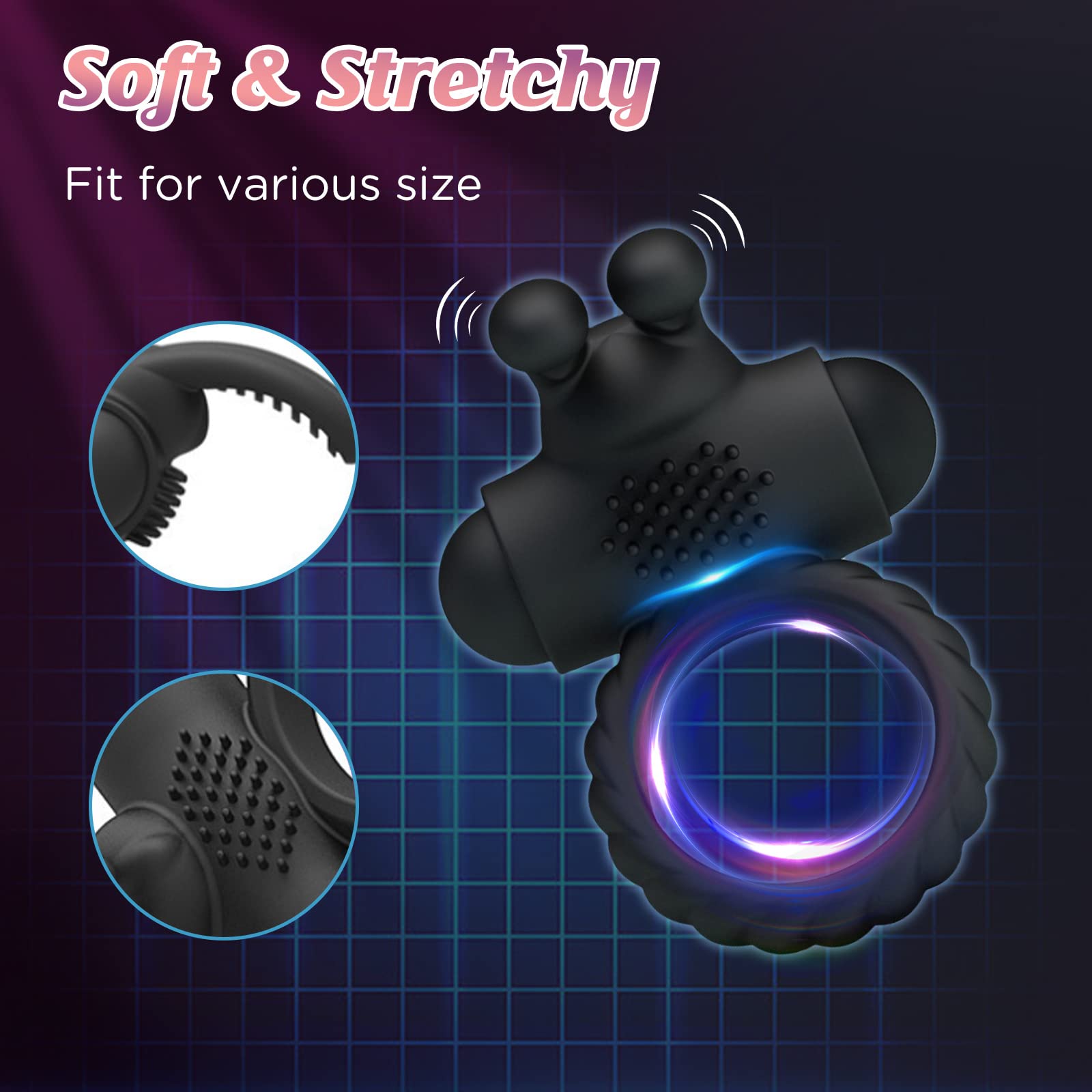 Penis Rings Cock Rings Vibrator Massager Adult Sex Toy for Erection Enhancing Long Lasting Stronger Stretchy Medical Safe Games