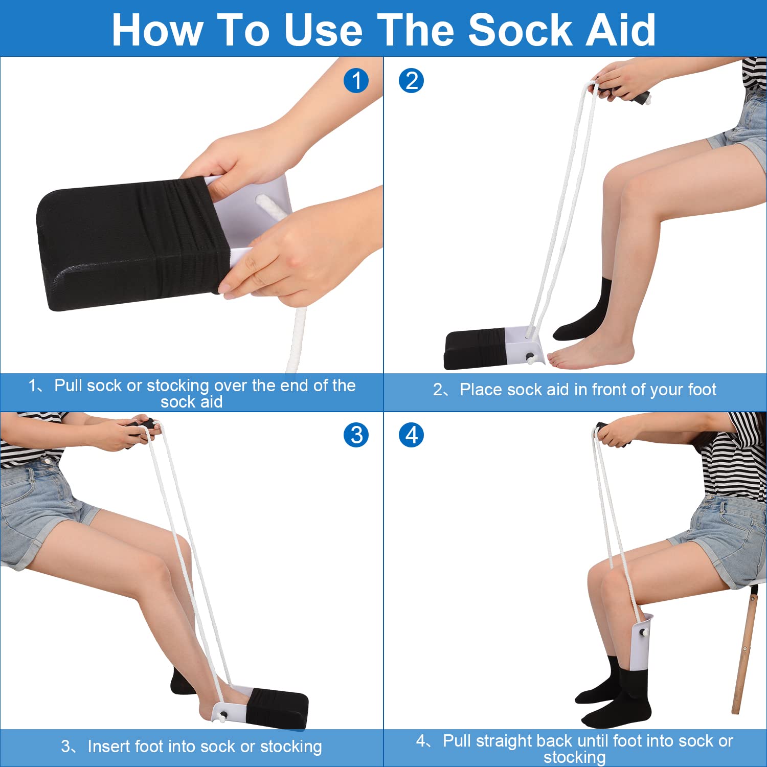 Sock Aid Kit  Sock Helper-Easy on|For Elderly |Senior| Pregnant|Diabetics