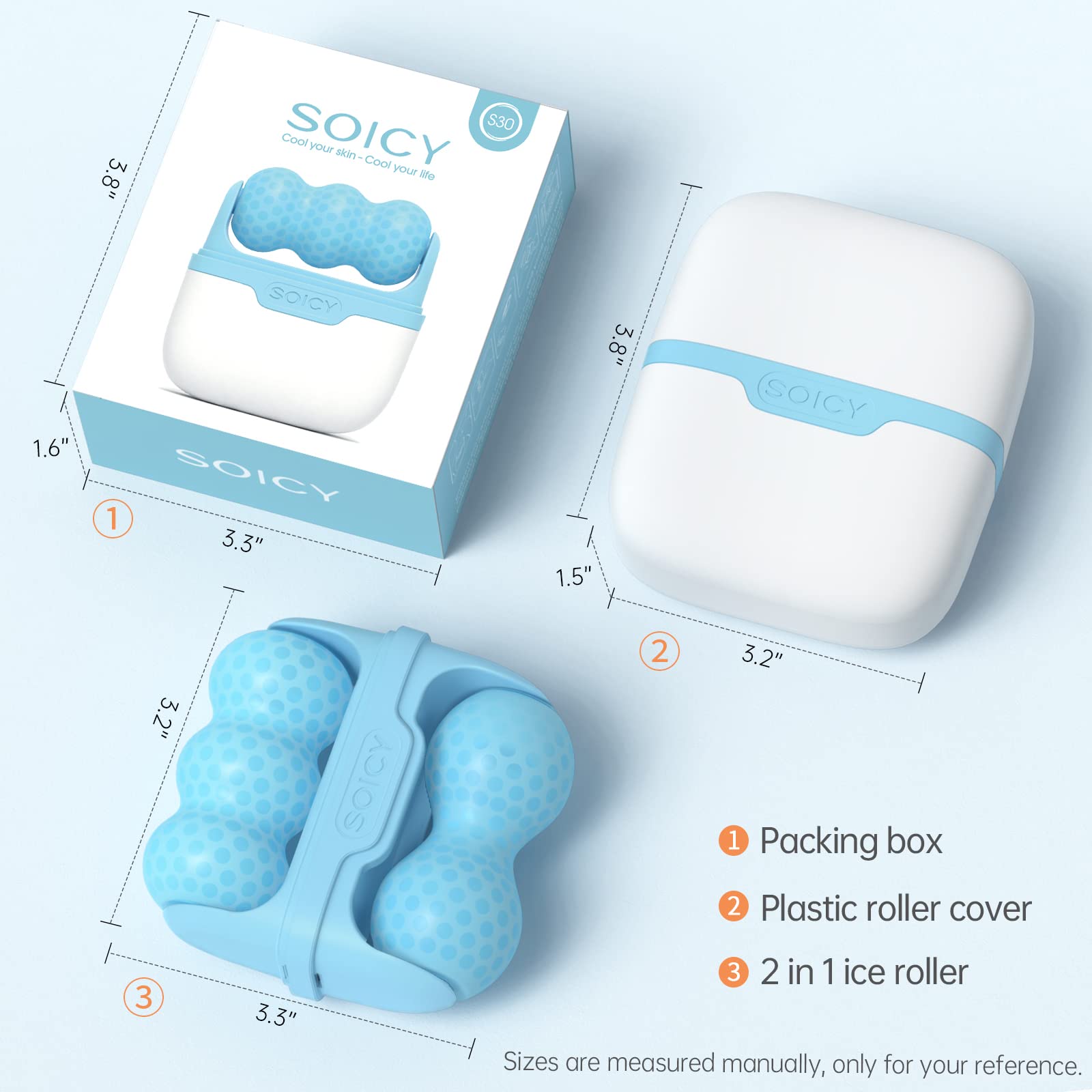 2-in-1 Ice Roller Facial Massager Skincare Rollers for Face & Eyes