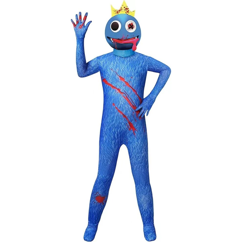 (Blue 110cm) Rainbow Friends Costume Kids Cosplay Costumes Halloween Monster Outfit Jumpsuit Fancy Dress up for Boys and Girls