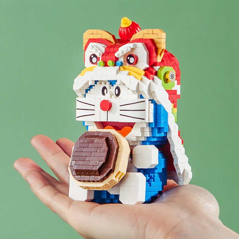 Anime Doraemon Cat Robot Lion Dance Dorayaki Food Animal Mini Diamond Blocks Bricks Building Toy for Children