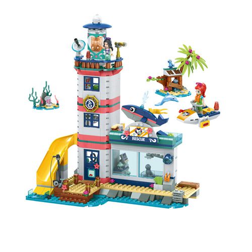 Lighthouse Rescue Building Blocks Small Particles Assembled Building Blocks Kids Educational Toys For Girl Gift