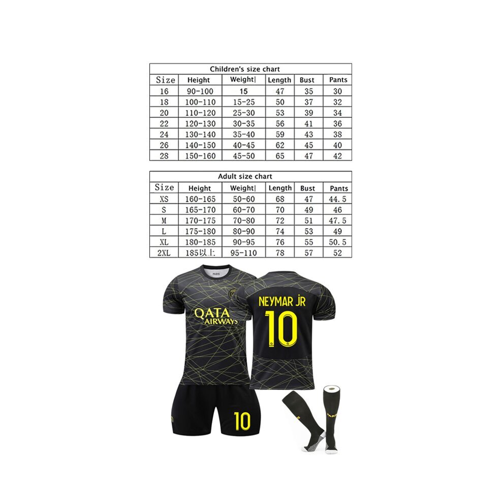 (4~5 Years) 22-23 PSG Away Mens Kids Football kit Strip Neymar JR Tracksuit Jersey Training Suit