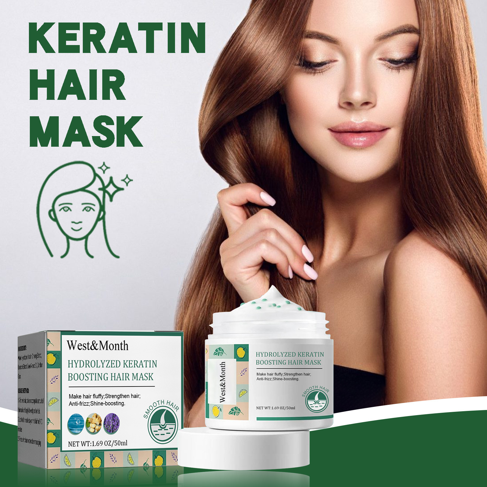 Keratin Nourishing Hair Mask Repairing The Tail Split Hair Conditioner Deep Moisturizing And Smoothing Hair Care 50ml