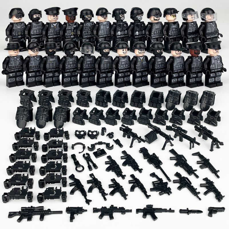 24Pcs Military Building Blocks Set Army Soldier Toys Guns Weapons Figures for Police Game Gift