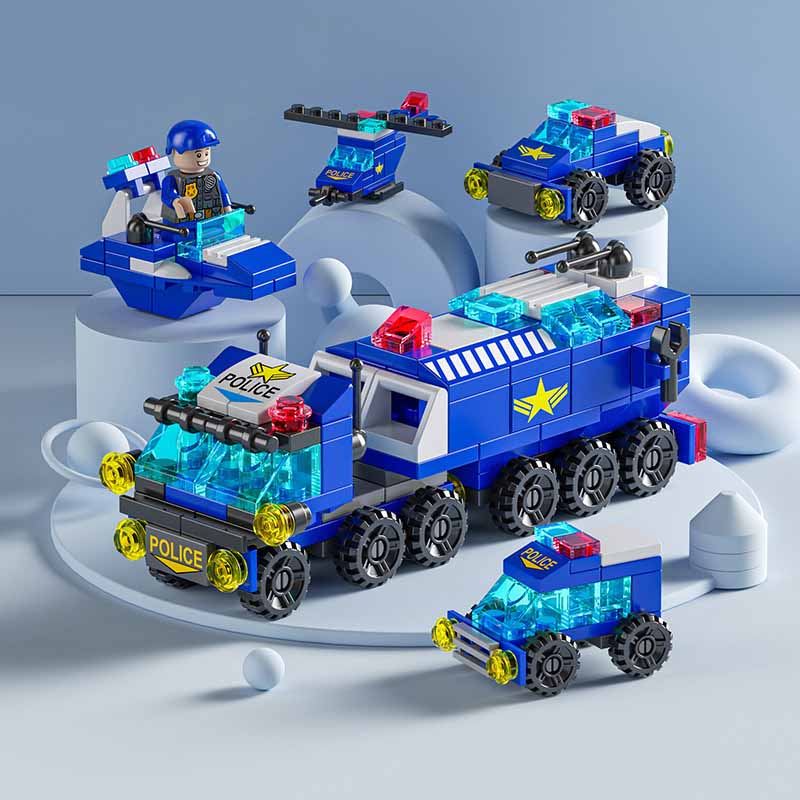 (SWAT~147Pcs) 6in1 3D City Street View Fire Truck Truck Castle Building Block Fit Lego
