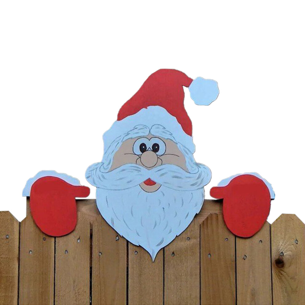 (Santa Claus) Christmas Fence Peeker Decoration Outdoor Garden Decor Funny Reindeer Santa Claus Snowman  Ornaments for Yard Patio