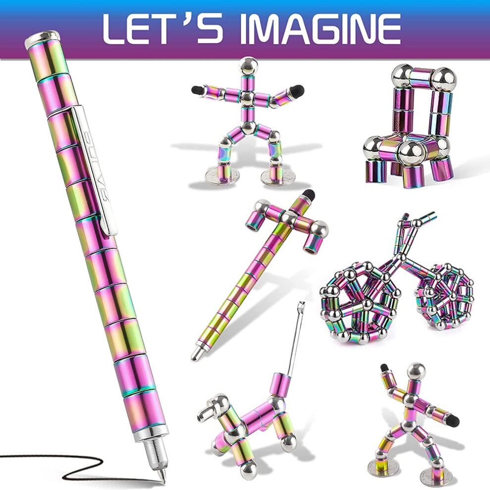 Magnetic Pen Magnetic Fidget Pen Decompression Metal Pen Multifunction Writing Magnet Ballpoint Pen for Anxiety Stress Reducing