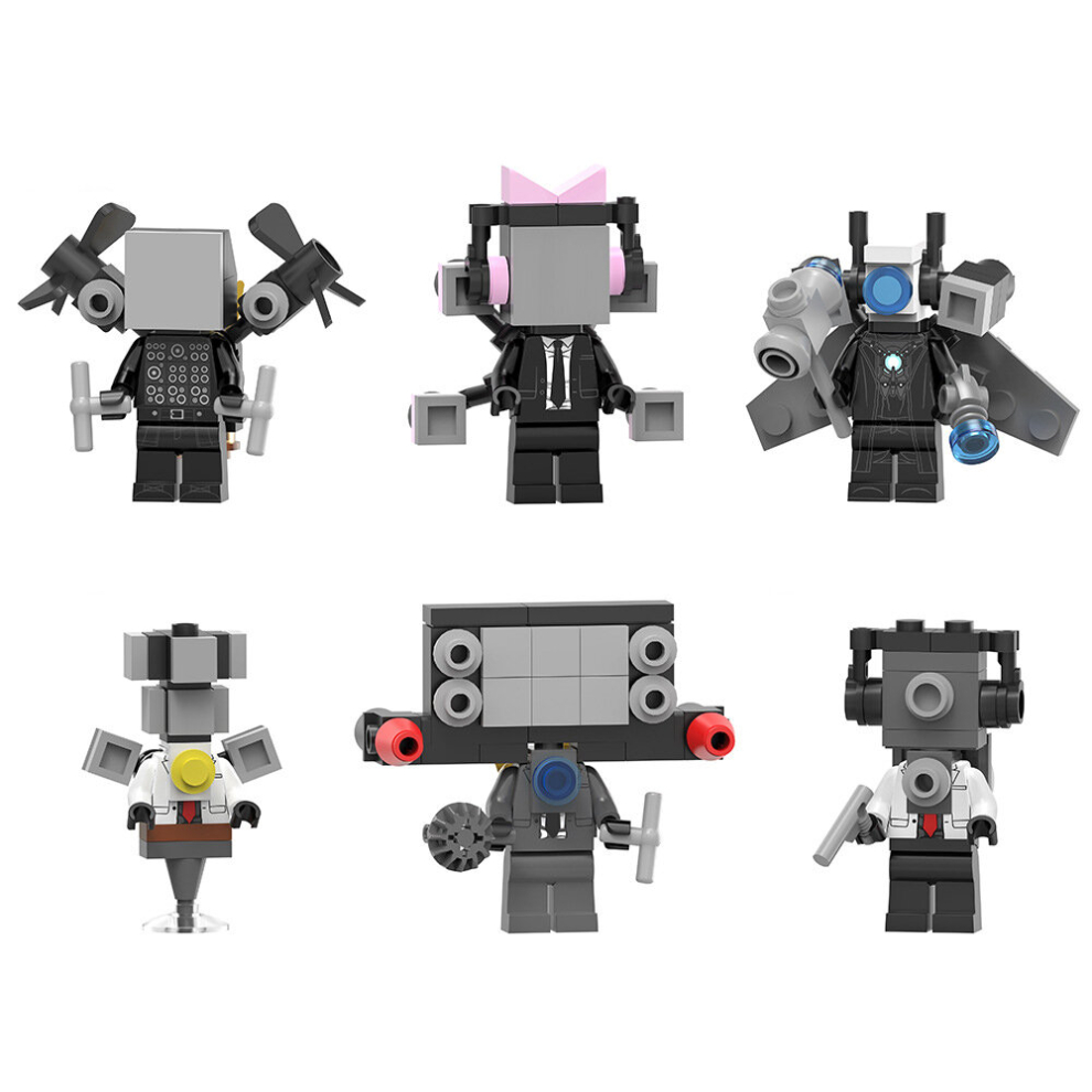 Skibidi Toilet Minifigure Building Blocks Toys Mini Figure Model Assembly Fit LEGO 6Pcs Set Ideas Collectible Gift for Adults Fans and Kids