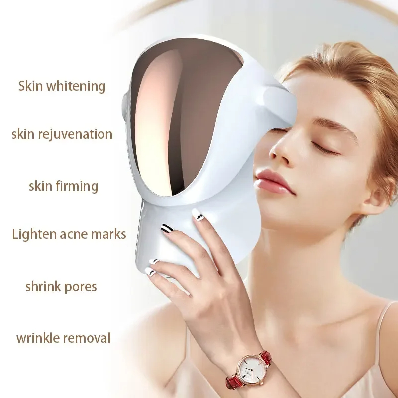 3 Colors LED Light Therapy Facial Mask Rechargeable Skin Care Wrinkle Acne Removal Face Beauty LED Mask
