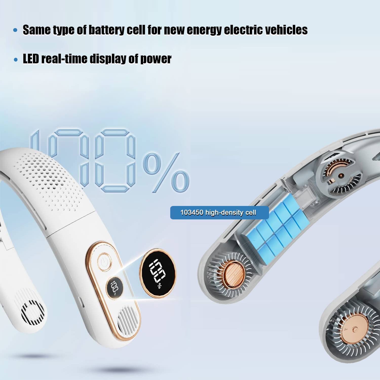 3 Speed Wearable Hanging Neck Fan Air conditioner 4 Turbo Motor LED Display Gift for Men Women