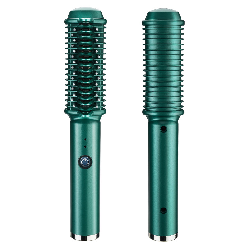 Hair Straightener Anti-scalding Ceramic Hair Curler 2 in 1 Electric Hair Comb Wireless Curling Iron Hair Brush Fast Heating USB Rechargeable