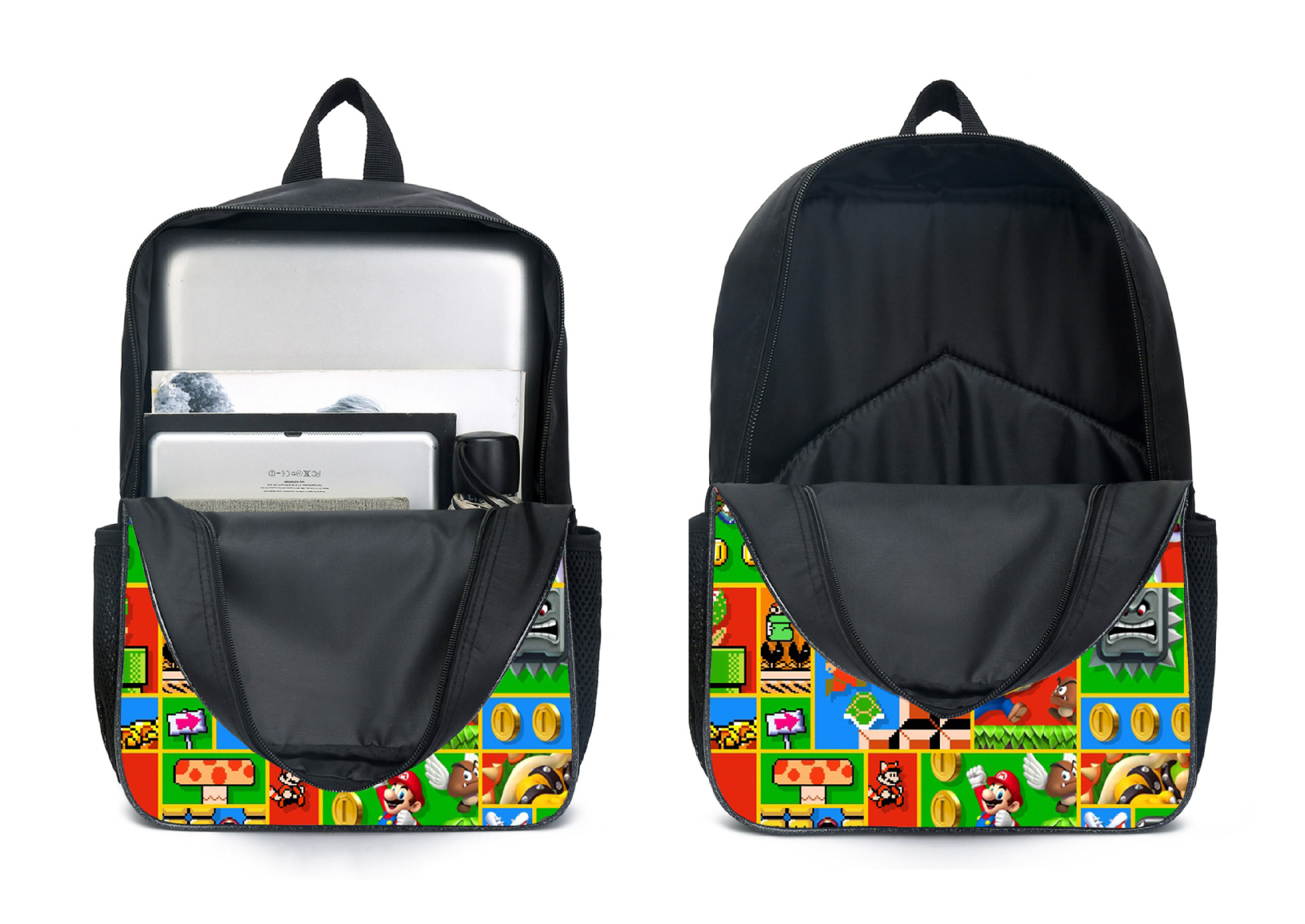 (Pattern 1) Super Mario Bros 3D Printed Childrens School Backpack for Kids High Capacity Travel Rucksacks