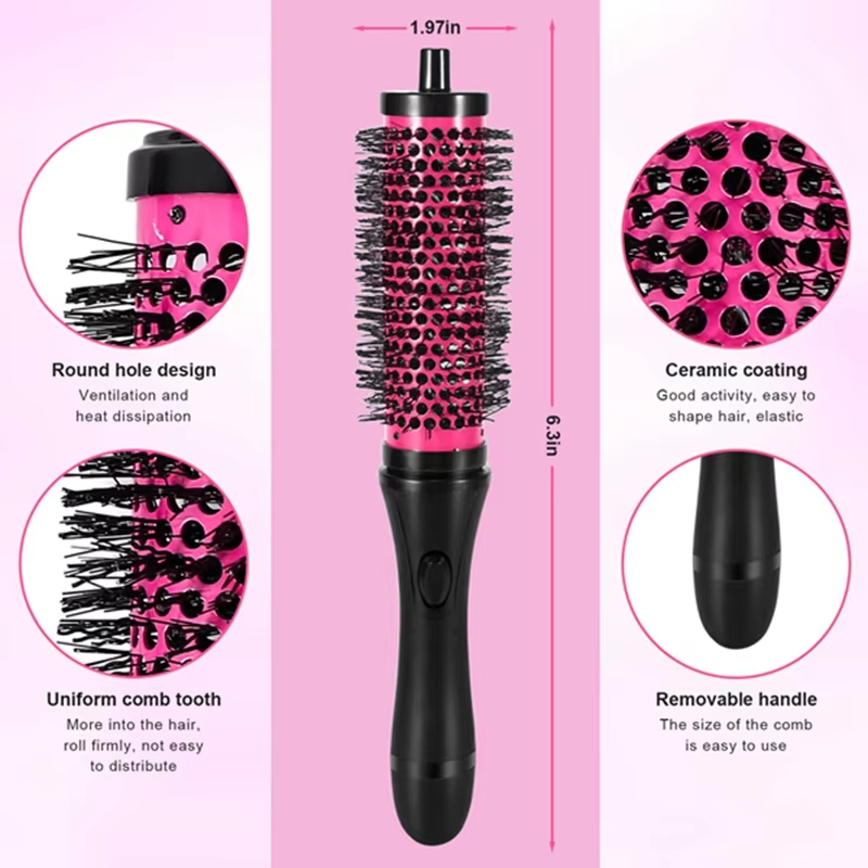 6pcs 3 Sizes Detachable Handle Hair Roller Brush with Clips Curler