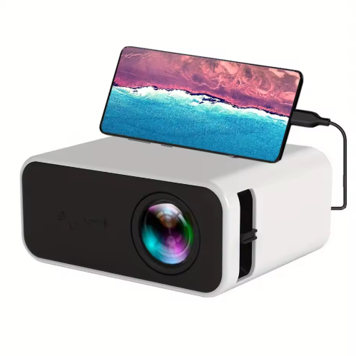(White) Mini Projector Wireless Connection Phone Home Theater Cinema TV Portable For 4k Movies With Corded Same Screen Compatible with DVD TV Box TF USB Audio