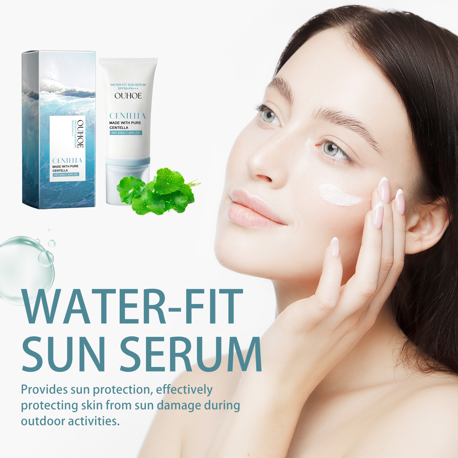 OUHOE Moisturizing Cream Facial Body Sunscreen Skin Protective Moisturizes Skin Summer Refreshing Brightening Facial Care Sunblock Cream 50ml