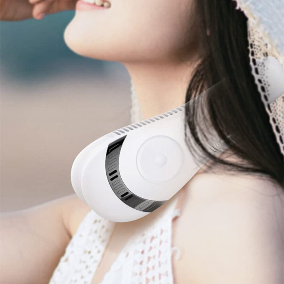 Portable Neck Fan,Foldable Bladeless Neck Fan,5000MAh Hands Free Fan,3 Speed ??Adjustments,360 Degree Airflow Fan,White