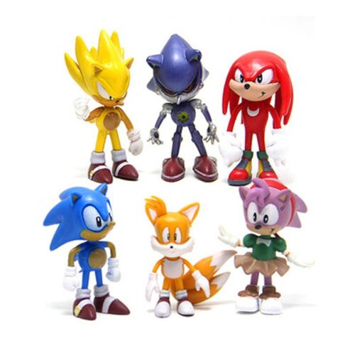 (1) 6Pcs/Set Sonic Hedgehog Pvc Figures Toy Cake Decoration