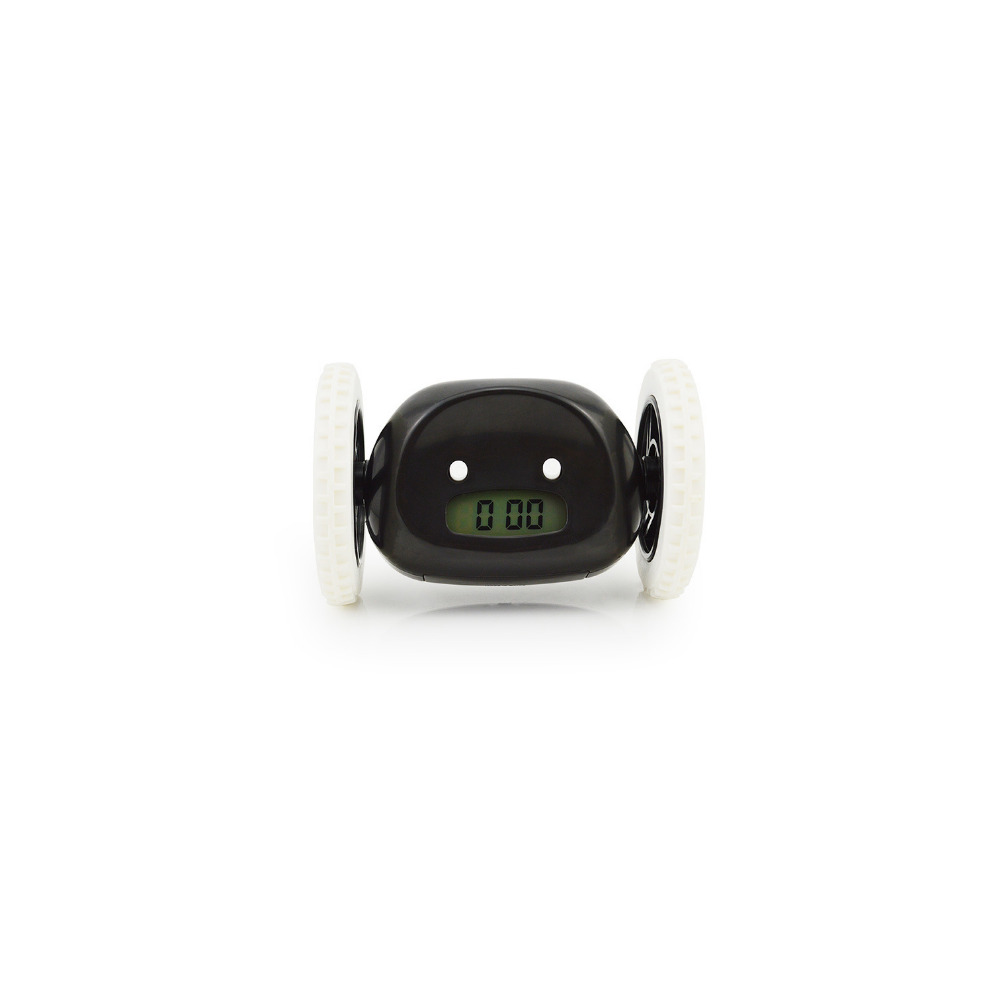 (Black) Running Away Running Rolling Alarm Clock On Wheels Digital Clock