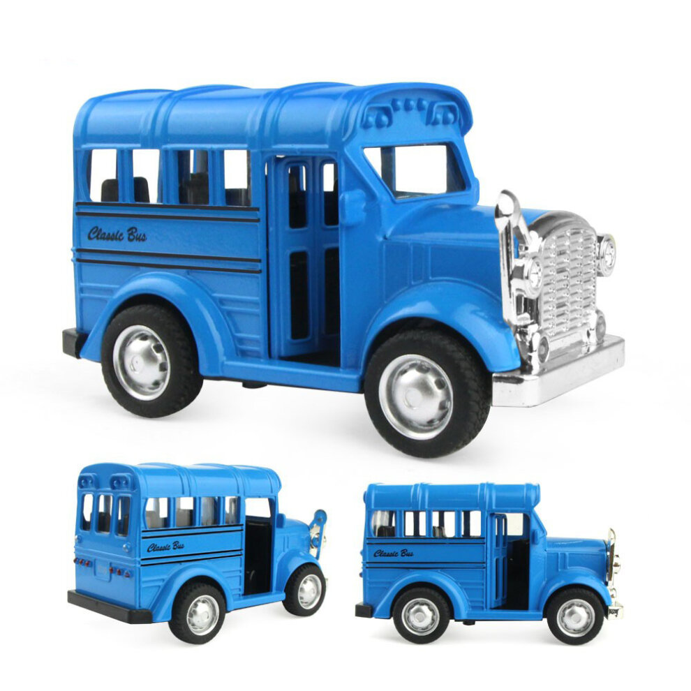(Beige School Bus) Diecast Metal Pull Back Cars Mini Alloy Cars Toys