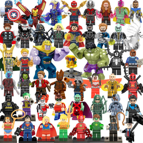 MiniFigs Superhero Series 48PCS Minifigures Building Blocks Kit Compatible Lego Collectibles Avengers Blocks Toy Set Superhero Birthday Party Cake Decoration Supplies Christmas Gifts
