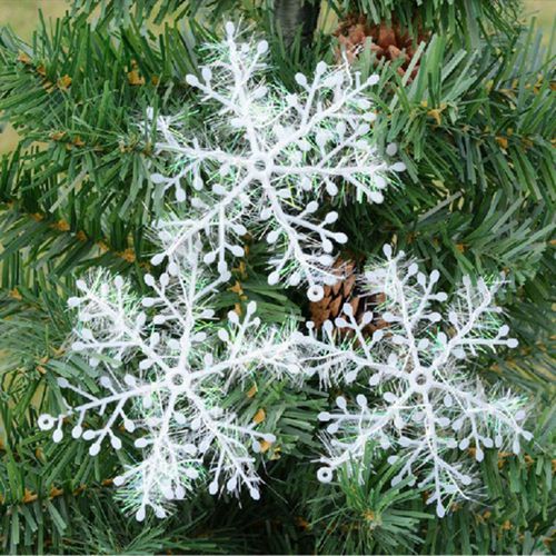 60pcs White Christmas Hanging Winter Artificial Snowflakes Xmas Tree Decor Party Ornaments 11cm Snow Fake Snowflakes Christmas decorations for home noel