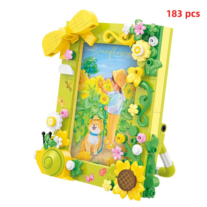 (Ocean) Creative Ideas Photo Frame Mini Buildings Blocks Model Bricks DIY Friends Toy For Adults Kid Gift