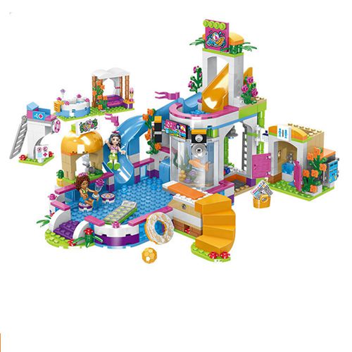 Summer Holiday Villa Castle Building Blocks Sets Friends City House  Figures Swimming Pool DIY Toys for Kids Girls Christmas Gift