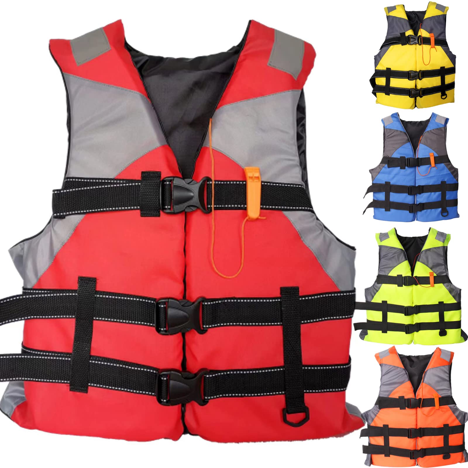 (Blue) Adult Life Jacket Vest Buoyancy Aid Unisex Adjustable Life Jacket Safety Swim Vest for Kayaking Paddle Boarding Fishing Surfing Snorkel Watersports Rafting Water Sport