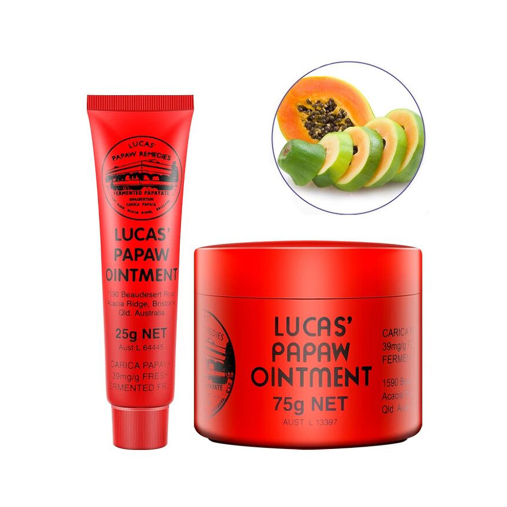 (25g + 75g) Lucas PAPAW Papaya Ointment Moisturizing Lip Balm Diaper Rash Cream Lip Protector Cream Best Treatment for Lips and Skin