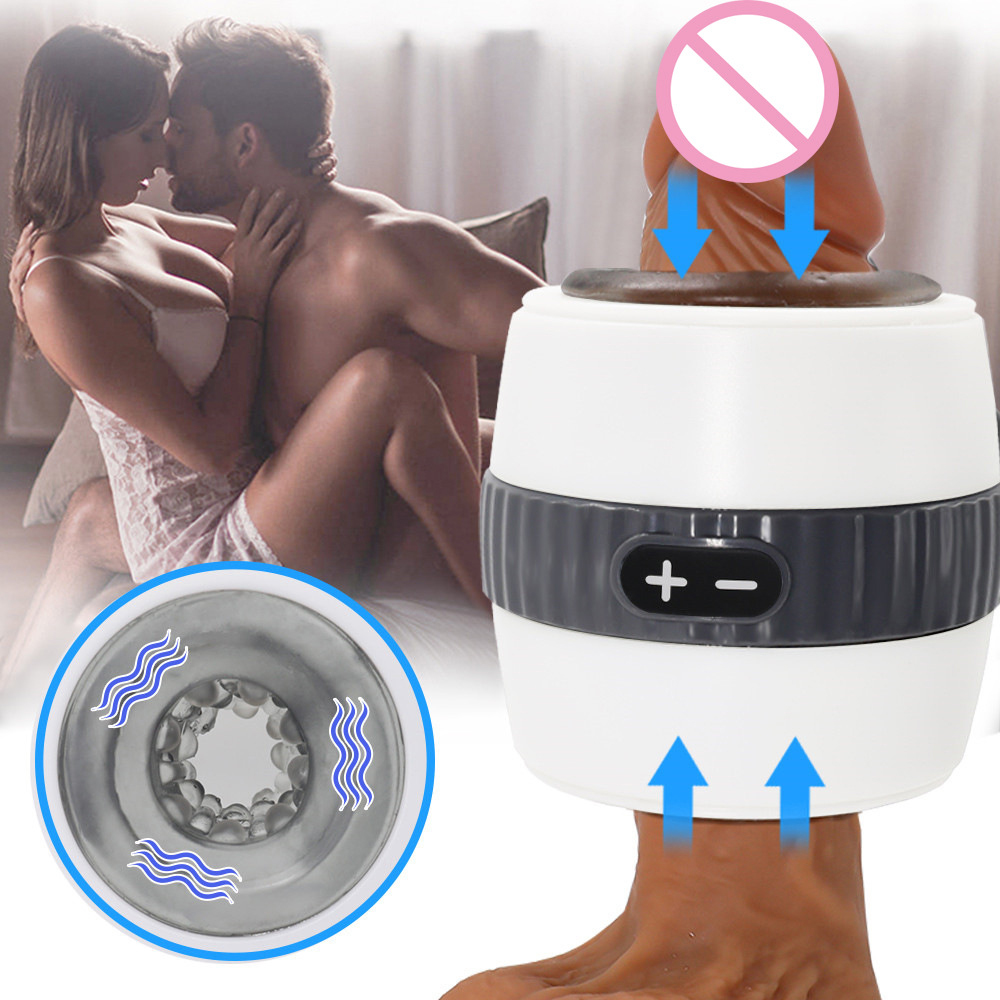 Male Masturbator Sex Toys for Men Pocket Pussy Adult Toys Open-Ended Stroker Vibrator Stimulator Machine Toys 3D Textured Tunnel with 12 Vibration Modes Mens Sex Pleasure