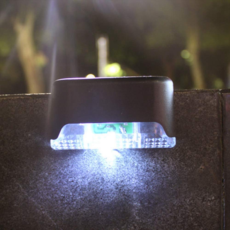(Warm White) 4Pcs LED Solar Path Stair Lights Outdoor Garden Yard Fence Wall Landscape Lamp Solar Light for Stair Courtyard