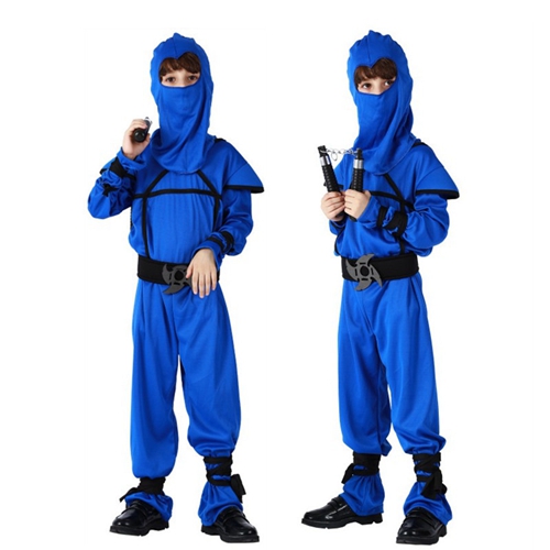 Striking Blue Ninja Costume Kids Stealth Costume Halloween Kids Kung Fu Outfit Christmas Carnival