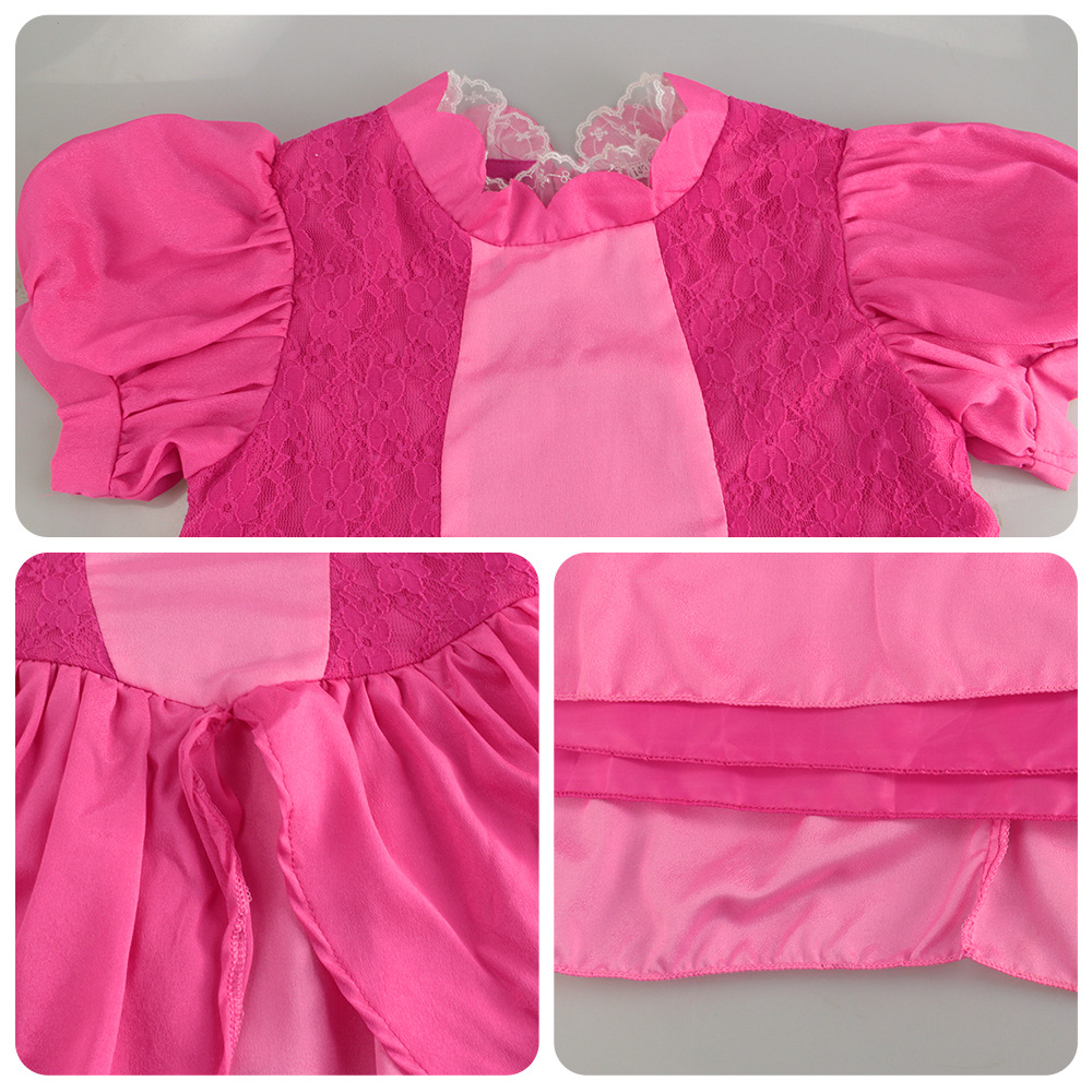 (100CM) Princess Peach Costume for Girls Super Bros Princess Cosplay Costumes Kids Outfits Dress Up Pink