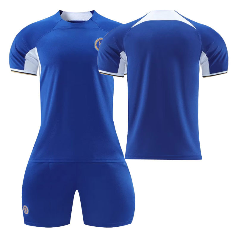 (Kids 16) 23-24 Chelsea Home Children Sports Kit Football Suits for Adult No Number Marking