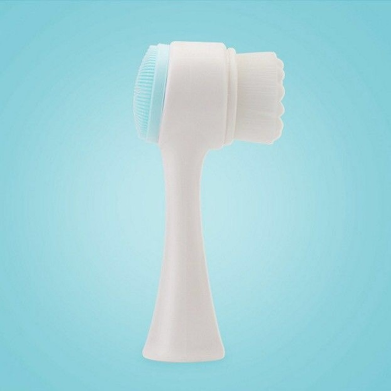 (Blue) Silicone Gel Facial Brush Double Sided Facial Cleanser Blackhead Removing Product Pore Cleaner Exfoliating Product