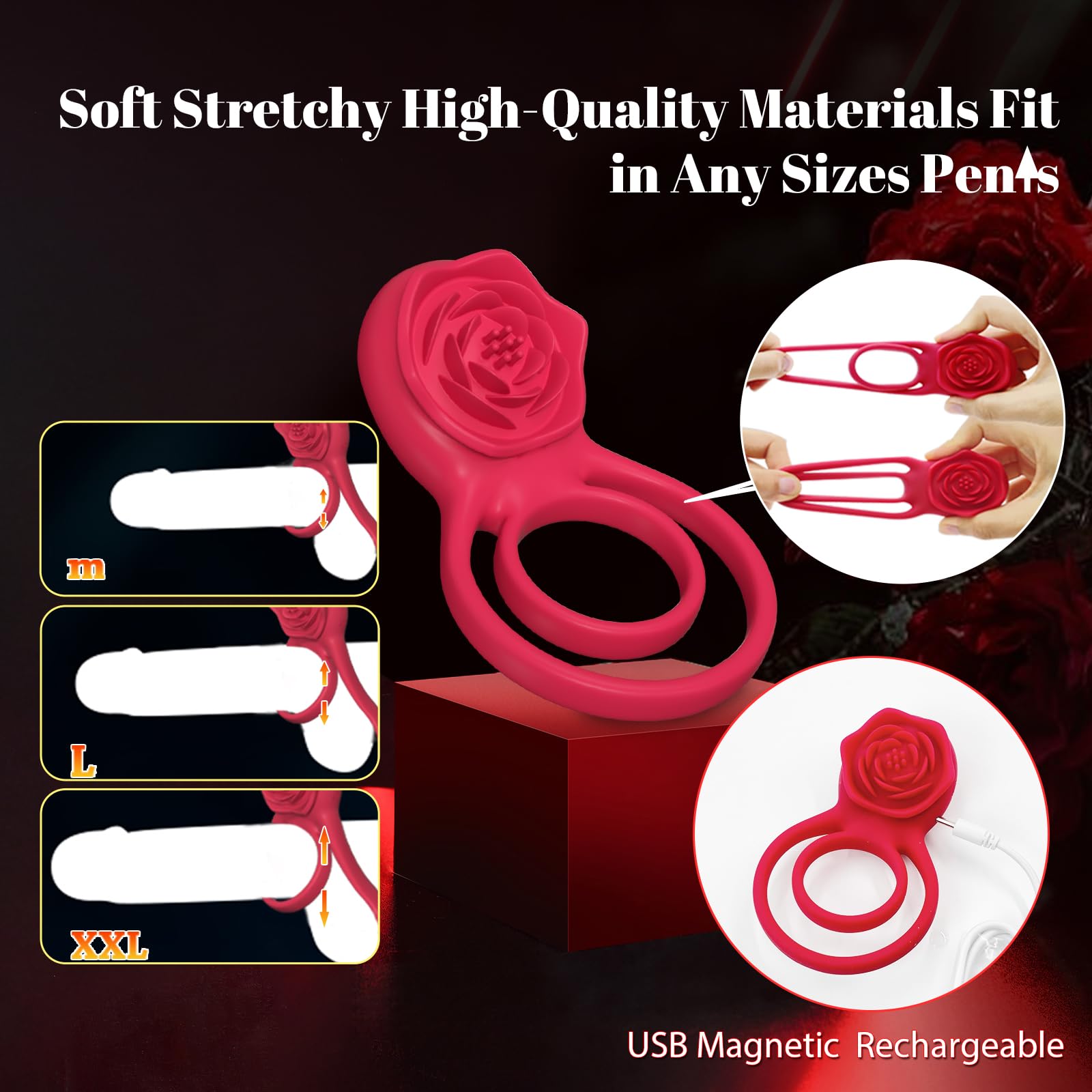 Vibrating Cock Ring with Nipple Clitoral Stimulator Pleasure Penis Ring Vibrator Adult Sex Toys for Couples Men Women Delay Lick Vagina