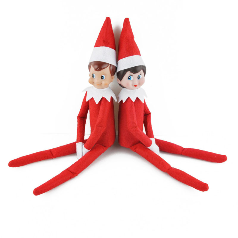 (Red Boy) 30cm Christmas Elf On Shelf Plush Doll Toy Ornaments Xmas Tree Decor Pendant
