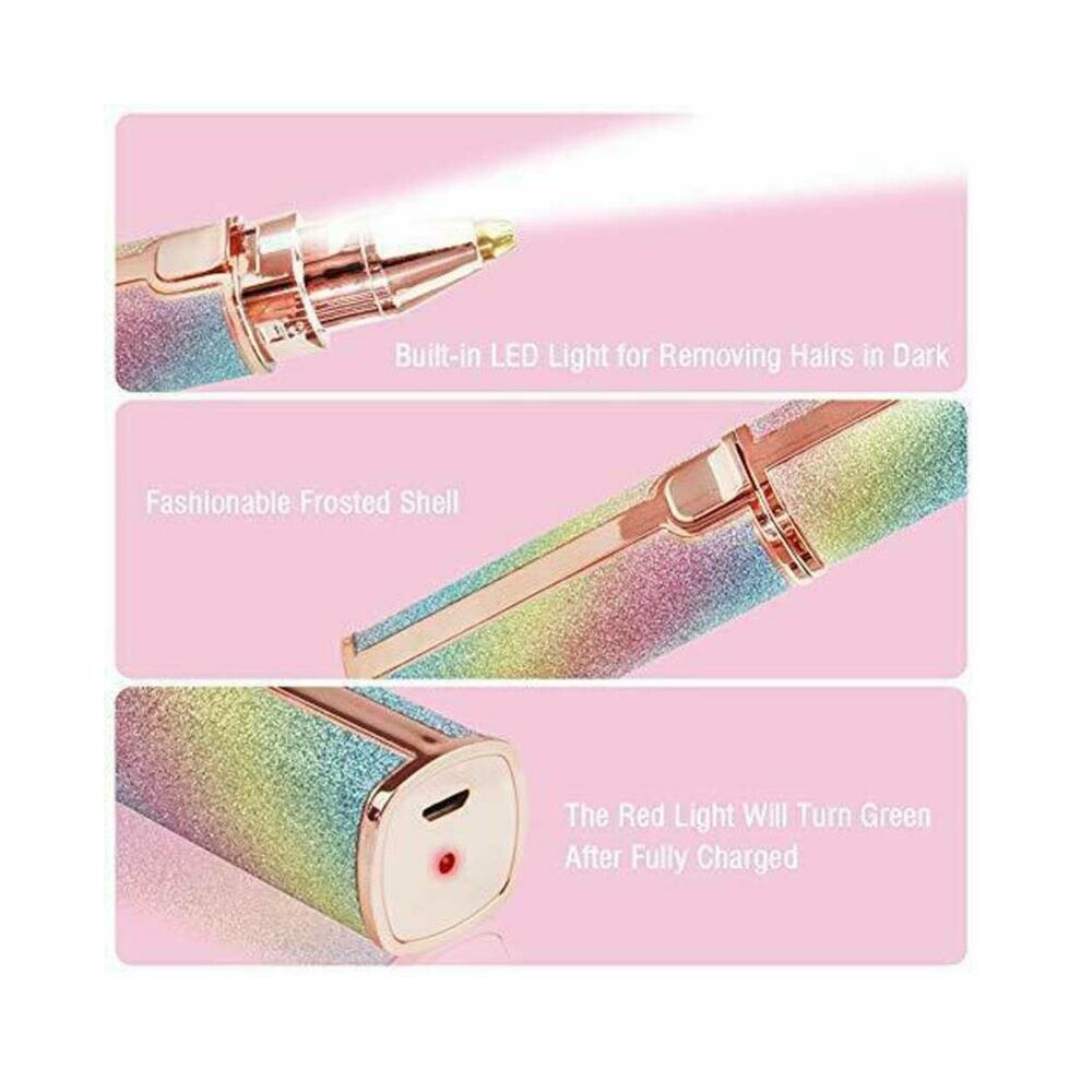 (Starry Sky) Flawless Brows Facial Hair Remover for Women 2 in 1 Electric Eyebrow Trimmer Face Hair Removal Painless Electric Remover Lady Shaver