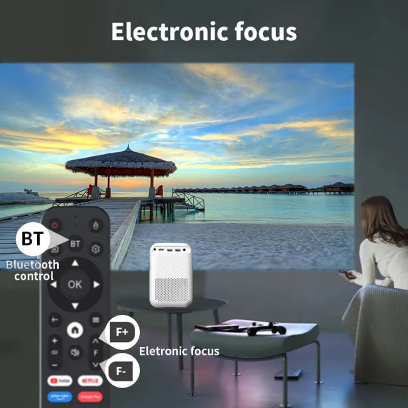 Portable Android Projector Built-in Audio Smart Android System Home Wireless Projector