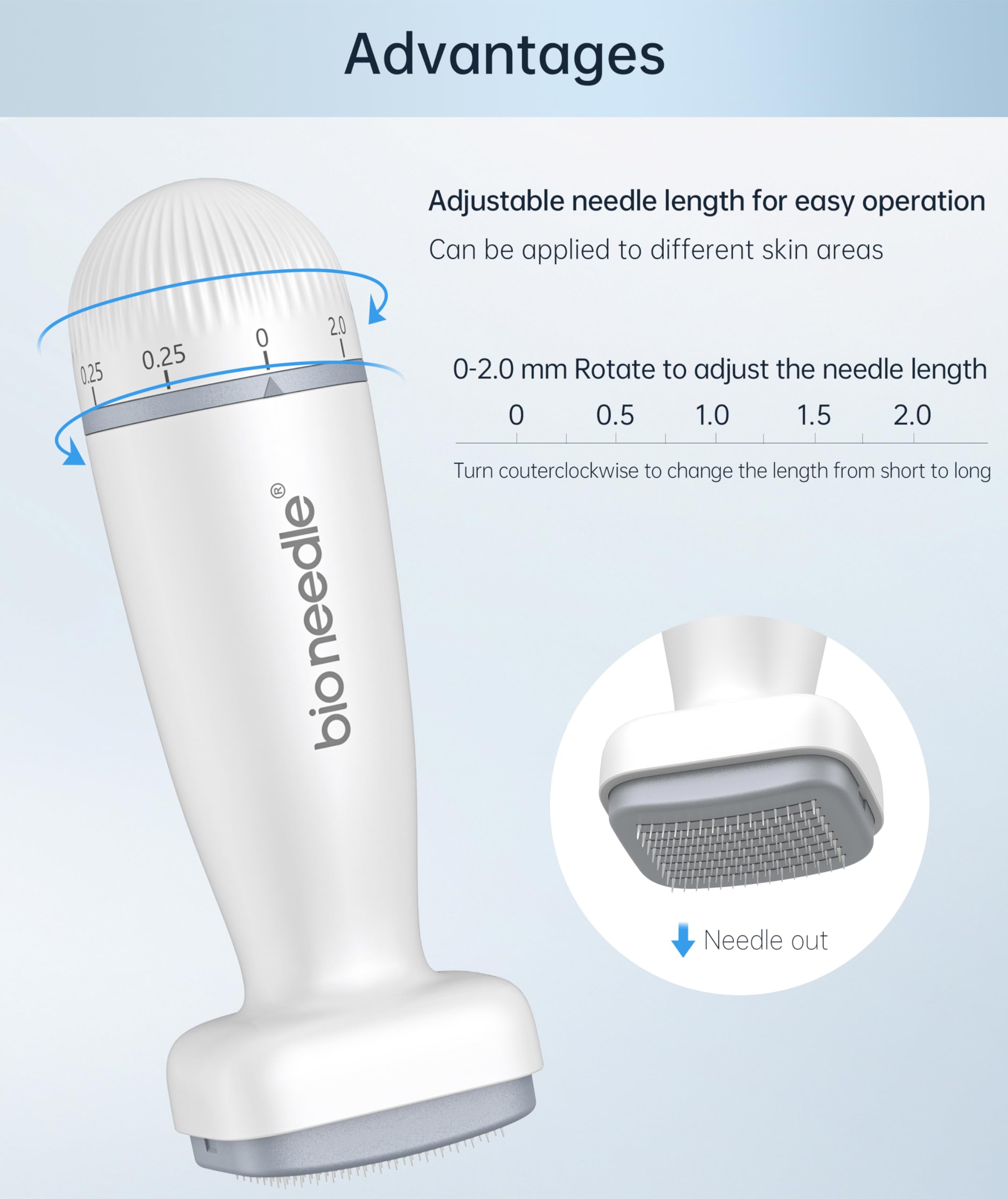 Dr. Pen Bioneedle Derma Stamp Adjustable 0~2mm 120 Pins Derma Stamp Microneedling Derma Roller for Hair Beard Growth Loss Shrink Pores Brighten Skin Tone