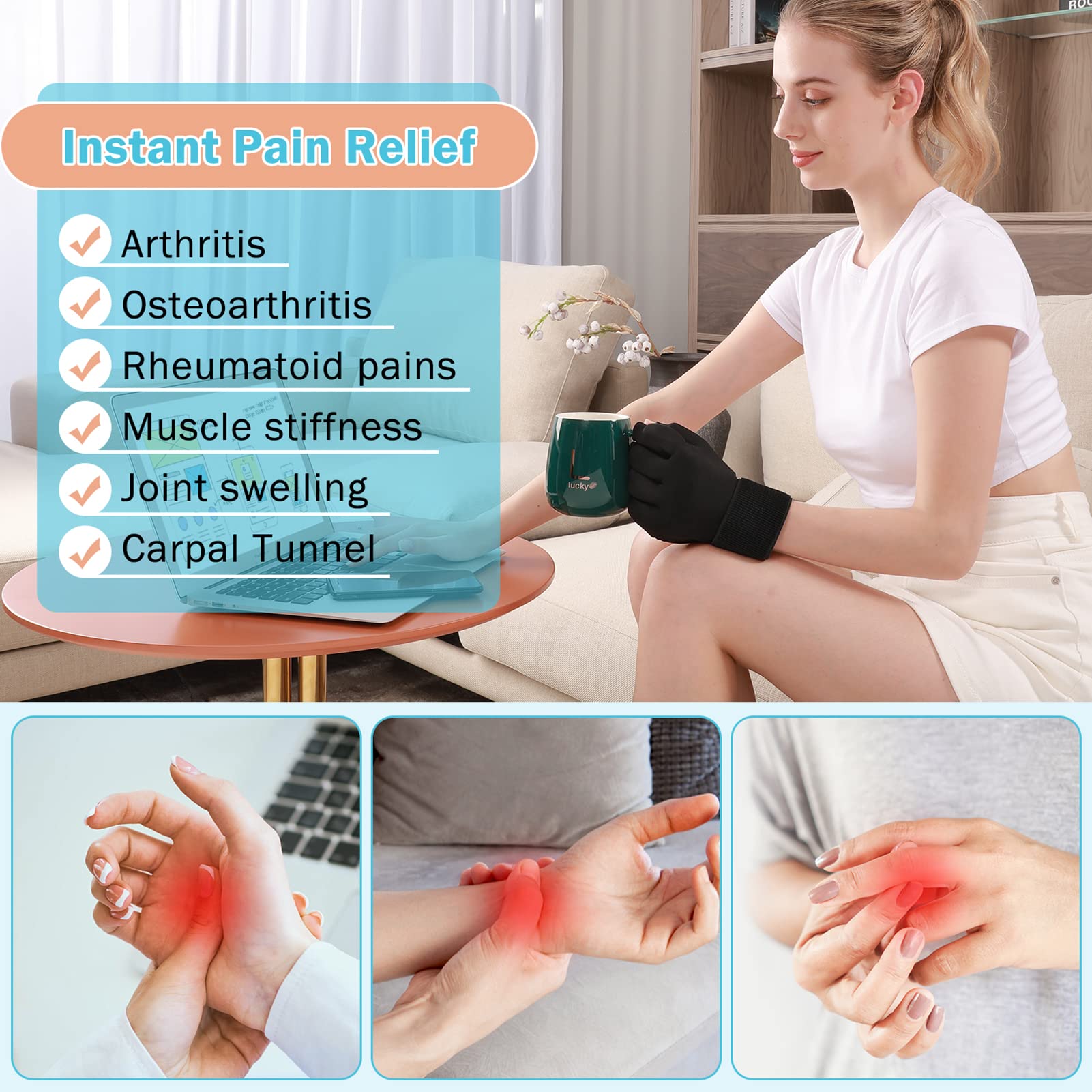 Finger Ice Glove Arthritis Pain Relief Adjustable Wrist Strap Hand Compression Ice Pack Hot Cold Therapy Reusable Gel Cold Pack Tendinitis Carpal Tunne