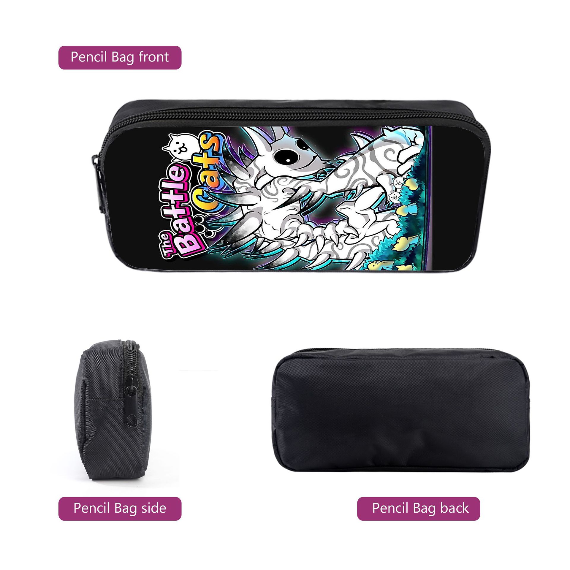 (Style A) The Battle Cats School Bags Shoulder Bag Pencil Case 3 Pieces Set Cartoon Student Travel Rucksack for Boys Girls