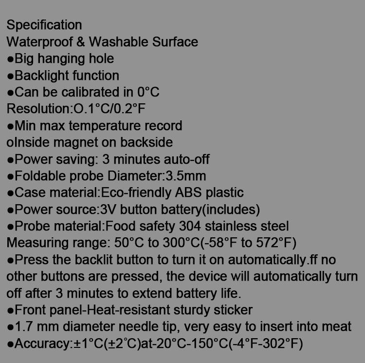Meat Thermometer Thermometer With Backlight & Calibration Digital Hand Tools BBQ Tool