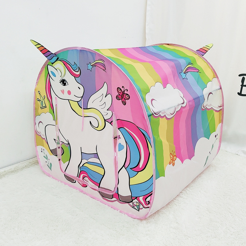 Unicorn Beach Tent for Kids Foldable Double Playhouse for Fun and Sun Protection